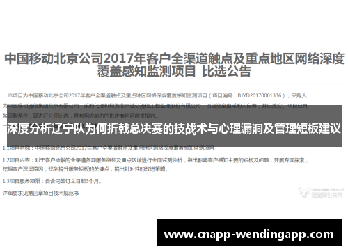 深度分析辽宁队为何折戟总决赛的技战术与心理漏洞及管理短板建议 深度分析辽宁队为何折戟总决赛的技战术与心理漏洞及管理短板建议
